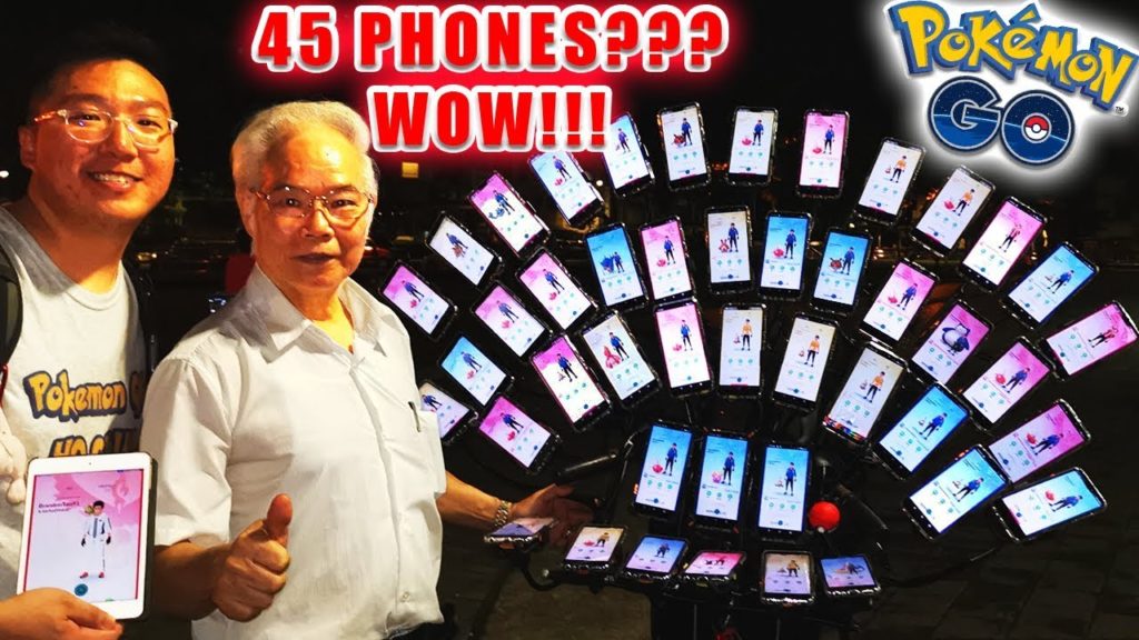 70 YEARS OLD GRANDPA USES 45 PHONES TO PLAY POKEMON GO - POKÉMON GO