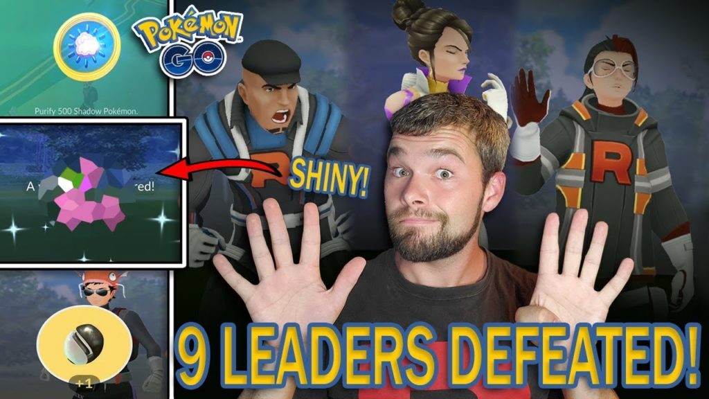 NINE TEAM GO ROCKET LEADERS DEFEATED! DID I GET A SHINY SHADOW POKEMON? (Pokemon GO)