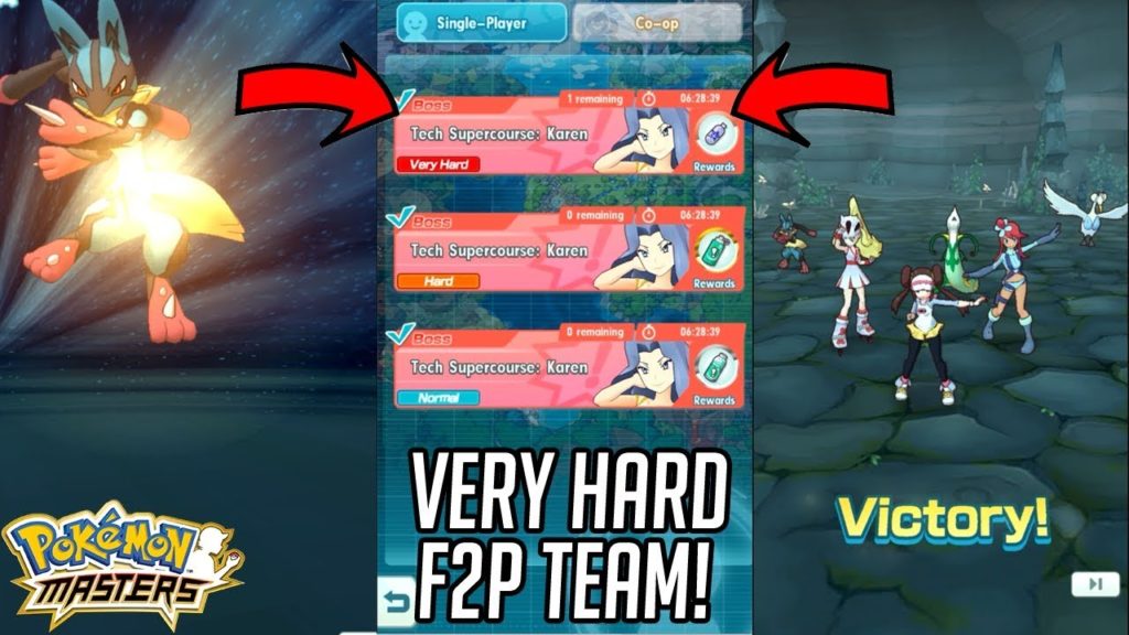VERY HARD Supercourse: Vs Karen Defeated with F2P Team Pokemon Masters