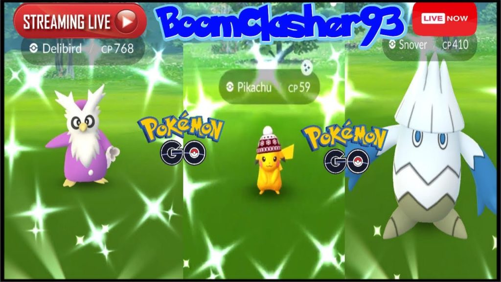 Shiny Delibird Snover & Beanie Hat Pikachu Holiday Event 2019 (Pokemon Go)