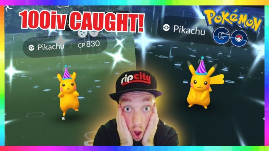 100iv SHINY PARTY HAT PIKACHU CAUGHT - 2x SHINY PARTY HAT PIKACHU CAUGHT in Pokemon Go!
