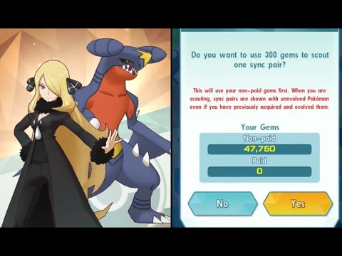 Cynthia summoning eats up 40000 gems + MAX Scout points for GREAT JUSTICE - Pokemon Masters