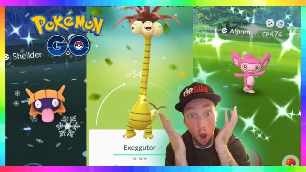 3x SHINIES CAUGHT on STREAM! SHINY AIPOM - SHINY ALOLAN EXEGGUTOR & SHINY SHELLDER in Pokemon Go