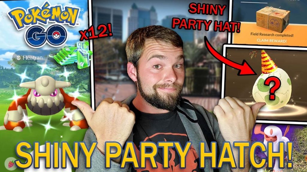 SHINY PARTY HAT HATCH! SHINY HEATRAN RAIDS! (Pokemon GO)