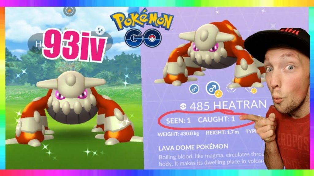 POKEDEX 93iv SHINY HEATRAN CAUGHT in Pokemon Go! ( VERY FIRST HEATRAN RAID ) )