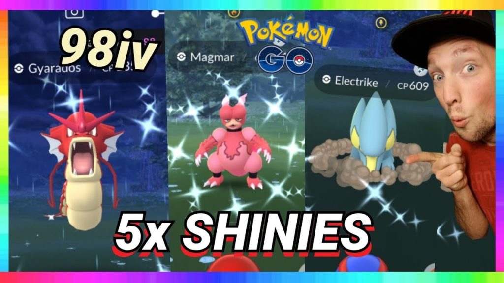 98iv SHINY GYARADOS CAUGHT + SHINY MAGMAR & ELECTRIKE CAUGHT in Pokemon Go! ( 5x Shinies Caught )