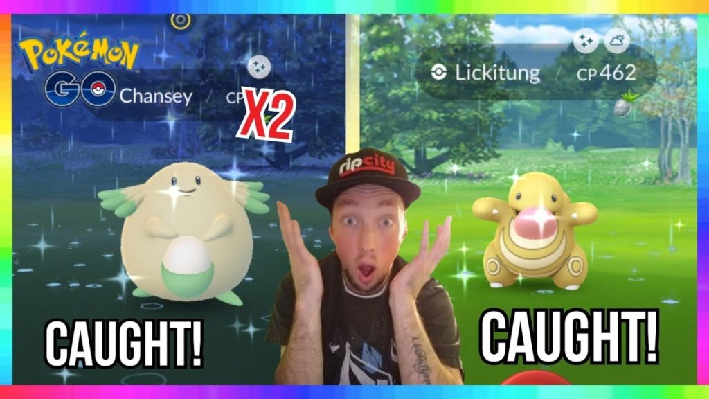 WILD SHINY LICKITUNG CAUGHT + 93iv SHINY CHANSEY CAUGHT IN POKEMON GO! ( 2x SHINIES CAUGHT )