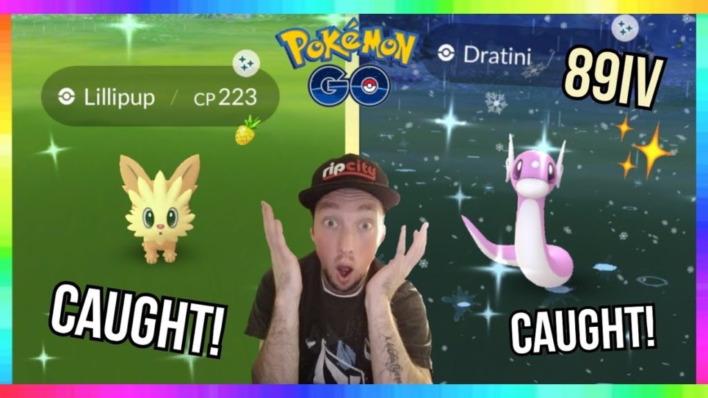 89iv SHINY DRATINI CAUGHT + SHINY LILLIPUP CAUGHT IN POKEMON GO! ( BOTH ON STREAM )