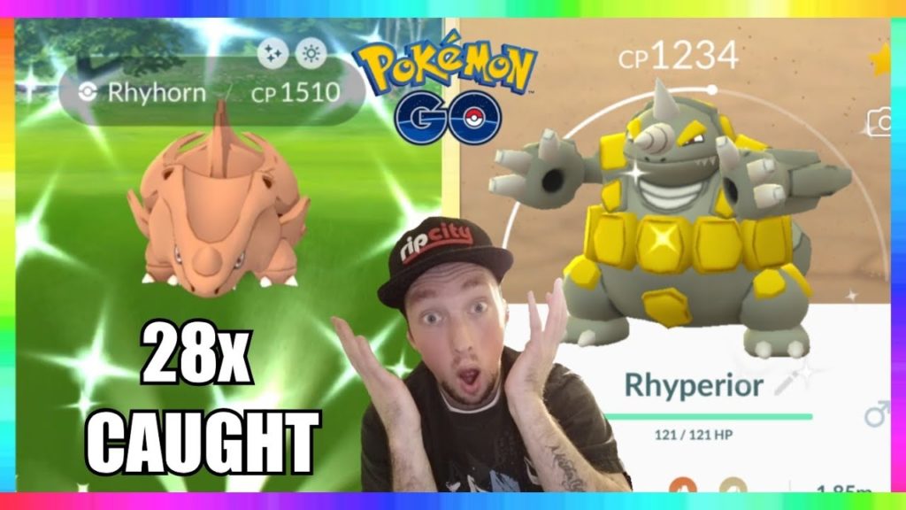 28x SHINY RHYHORN CAUGHT on STREAM IN POKEMON GO! NEW RHYHORN COMMUNITY DAY EVENT! Shiny Rhyperior!