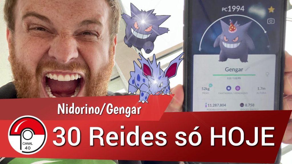 Chuva de Shinies | Nidorino e Gengar com chapéus de festa - Pokémon GO