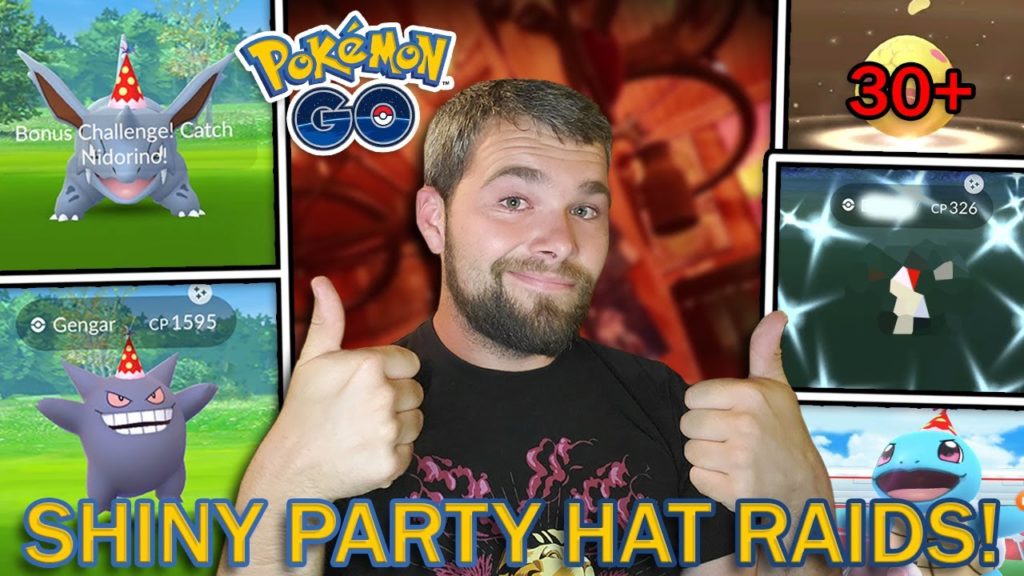 SHINY PARTY HAT RAIDS! ANOTHER RARE SHINY POKEMON CAUGHT! (Pokemon GO)