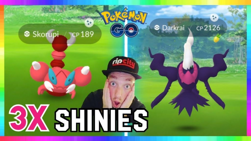 3x SHINIES CAUGHT! NEW SHINY SKORUPI & SHINY DARKRAI IN POKEMON GO!