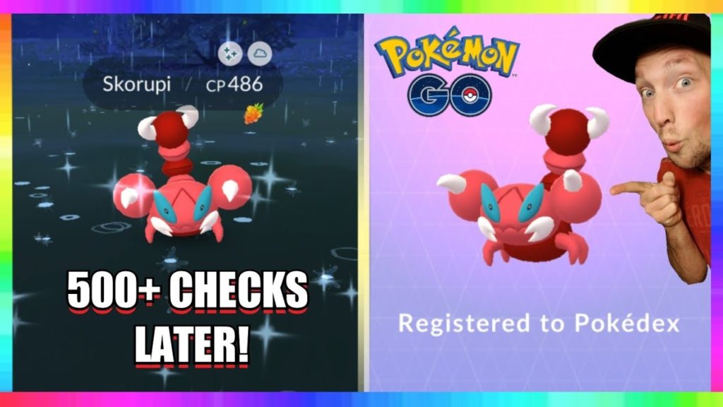 500 CHECKS LATER! SHINY SKORUPI CAUGHT IN POKEMON GO! POKEDEX SHINY SKORUPI!