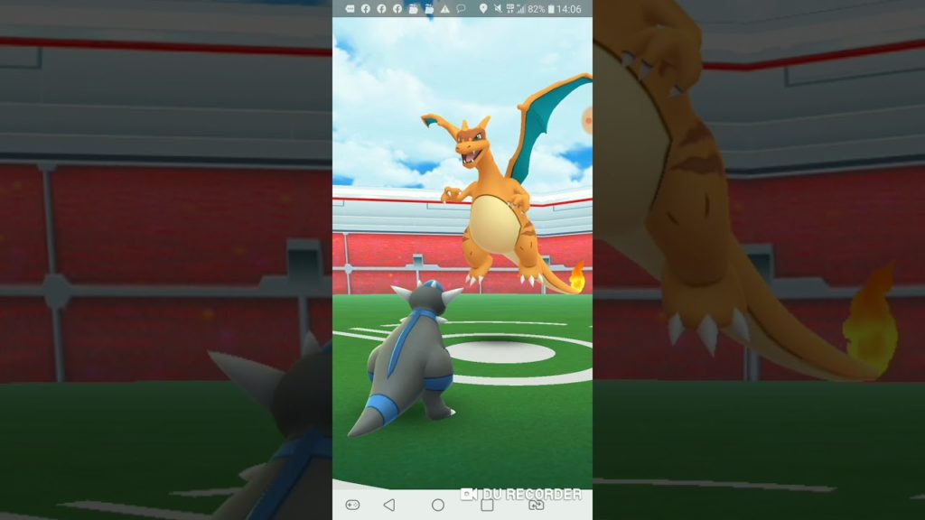 Pokemon Go - Charizard(噴火龍) Raid Solo by Rampardos(P.Cloudy boost)(KO@5 sec)(29-Feb-20 Game 1)