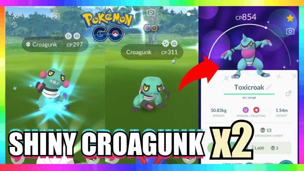 OMG! 2x SHINY CROAGUNK CAUGHT on STREAM IN POKEMON GO! SHINY TOXICROAK EVOLUTION