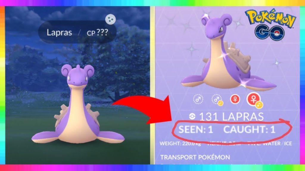 1 SEEN 1 CAUGHT SHINY LAPRAS IN POKEMON GO on LEVEL 1 ACCOUNT! ( FIRST EVER )
