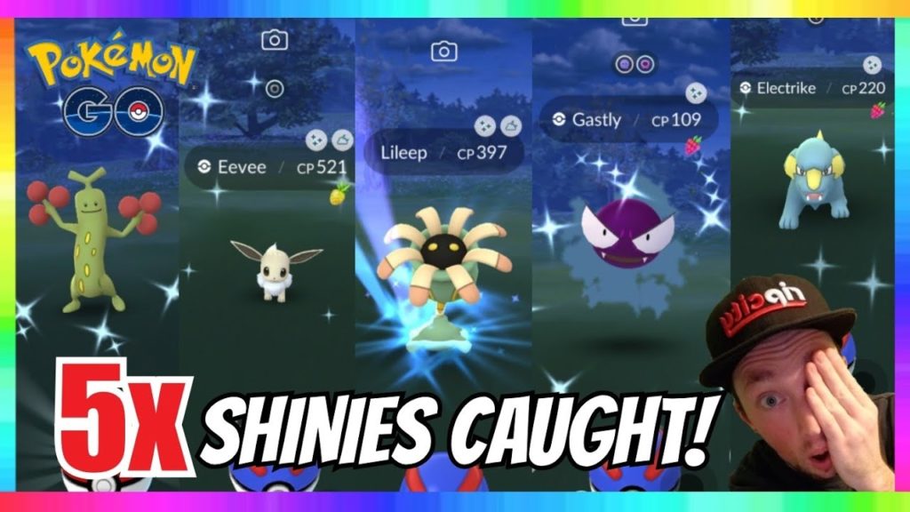 5x FULL ODDS SHINIES CAUGHT ON STREAM IN POKEMON GO! SHINY EEVEE - GASTLY - LILEEP & MORE!