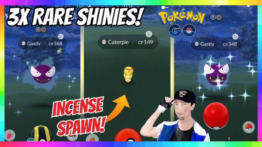 2x SHINY GASTLY CAUGHT & INCENSE SHINY CATERPIE CAUGHT IN POKEMON GO! NEW MEGA GASTLY NEST!