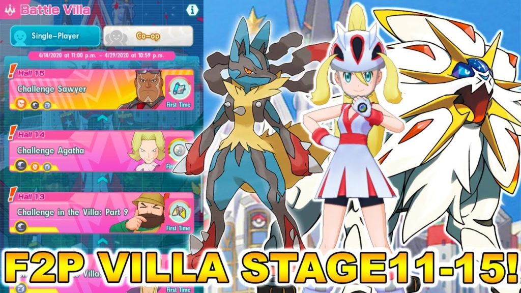 SOLGALEO OP! F2P BATTLE VILLA PLAYTHROUGH + GUIDE! DAY 2 STAGES 11-15! | Pokemon Masters