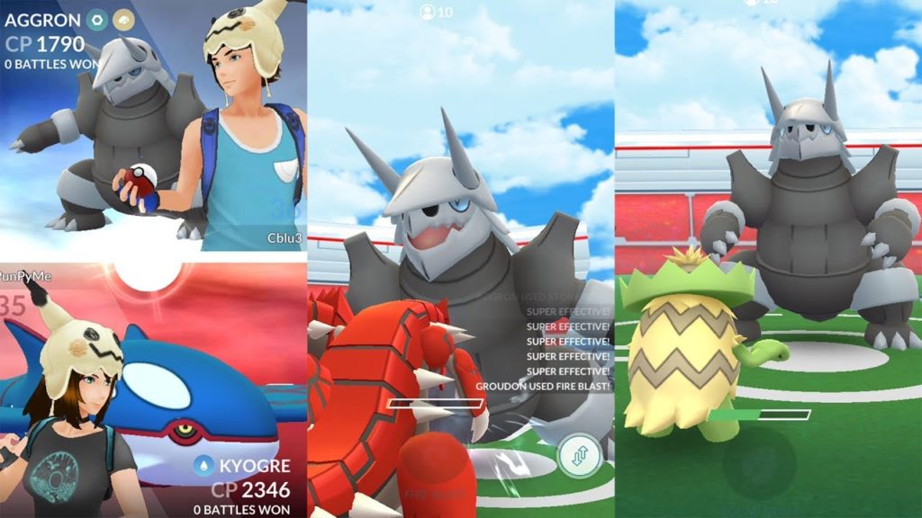Pokémon Go Gym Battle Gen 3: Aggron vs Groudon & Kyogre