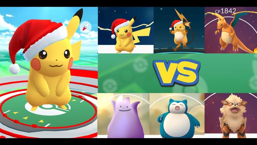 CATCH POKÉMON GO HOLIDAY PIKACHU | Evolución Raichu -  Gym Battle Level 9