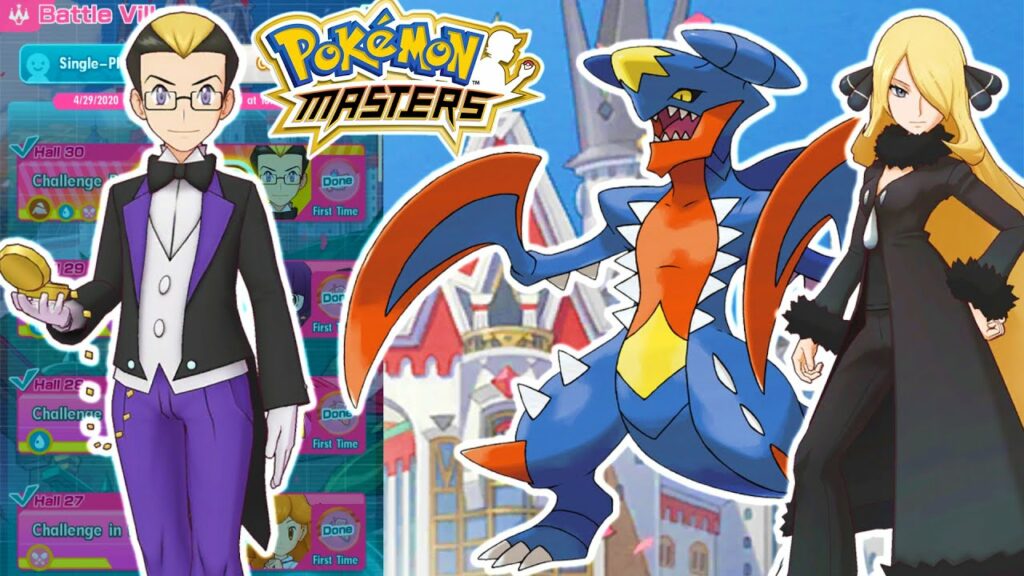 GARCHOMP IS A MONSTER! CYNTHIA EASILY OBLITERATES BATTLE VILLA HALL 30 DARACH! | Pokemon Masters