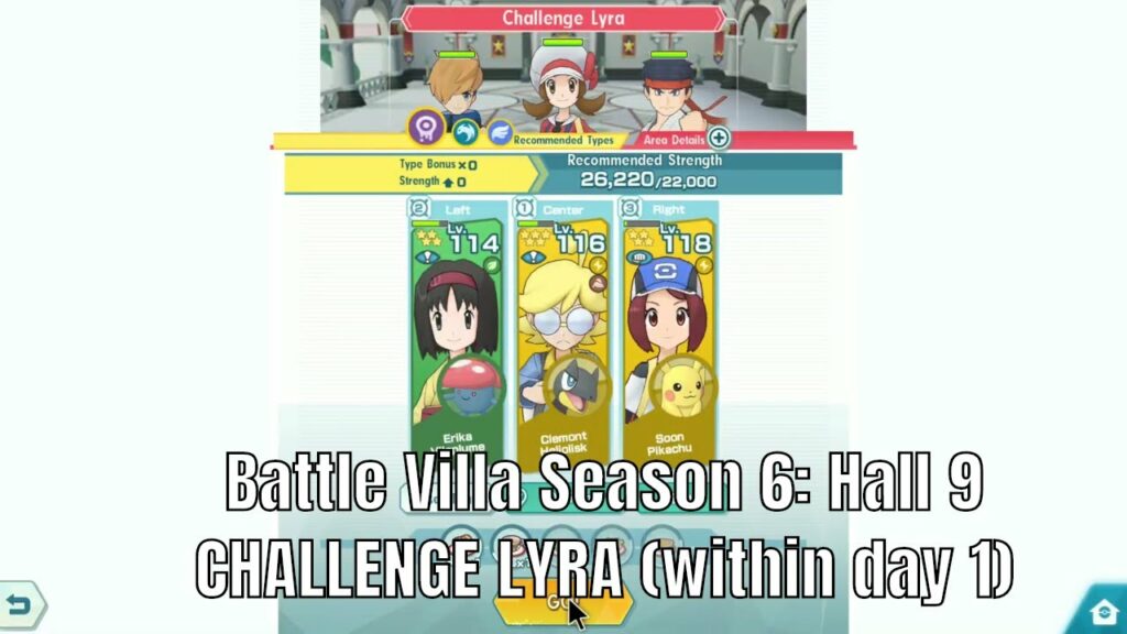 Pokemon Masters - Vileplume Heliolisk Pikachu VS Hall 9 Lyra Battle Villa Season 6