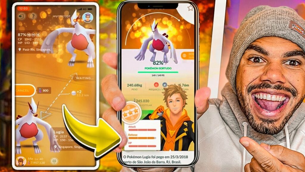 LUGIA SHINY LUCKY 98% A BREAKMEN TA BRILHANDO - POKEMON GO | Cris |