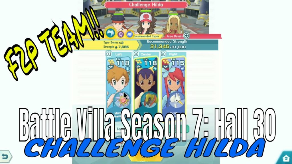 Pokemon Masters - F2P Team Misty Iris Skyla VS Hall 30 Hilda (Battle Villa Season 7)