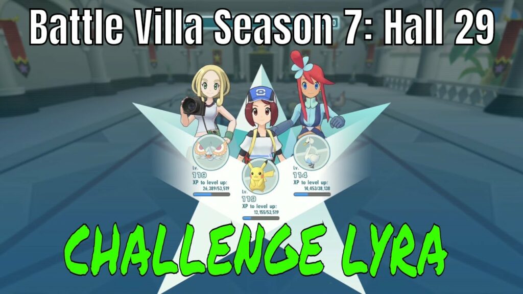 Pokemon Masters - F2P TEAM: Viola Pikachu Skyla VS Hall 29 Lyra (Battle Villa Season 7)