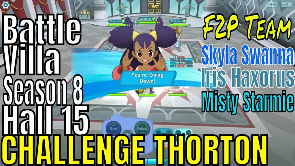 Pokemon Masters - F2P Team Misty Iris Skyla VS Hall 15 Hilda (Battle Villa Season 8)