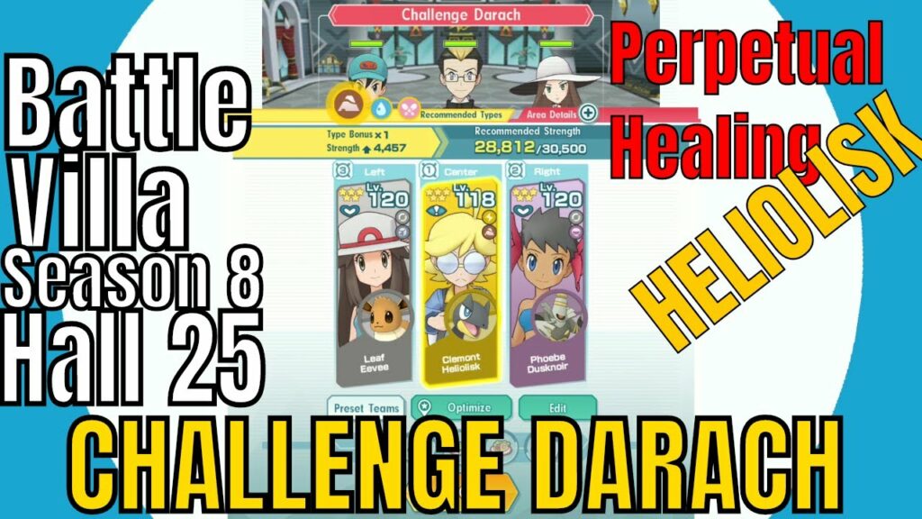 Pokemon Masters - 3v9 Leaf Clemont Phoebe VS Hall 25 Darach (Battle Villa Season 8)