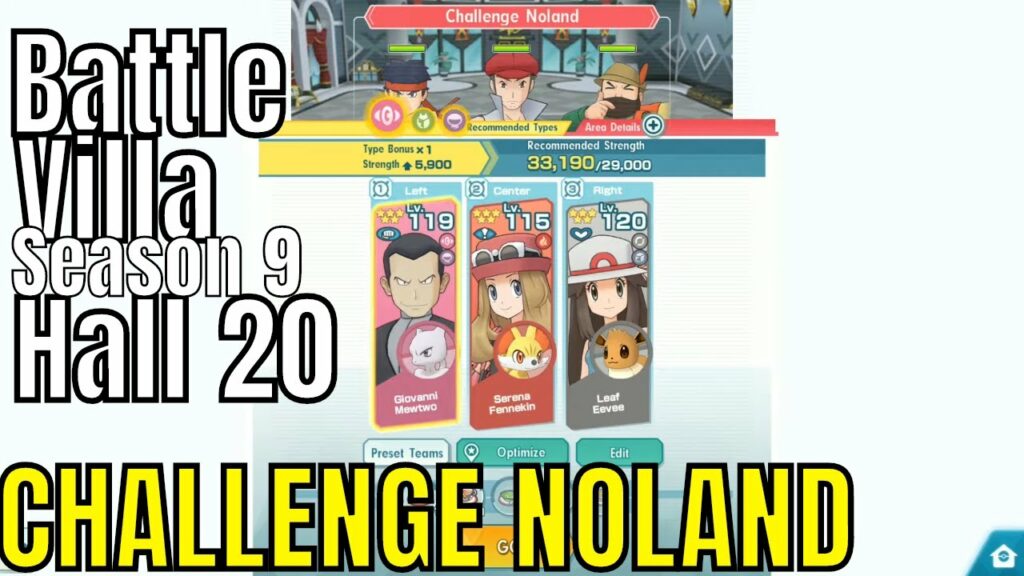 Pokemon Masters - 3v9 Giovanni, Serena, Leaf VS Noland Hall 20 (Battle Villa Season 9)
