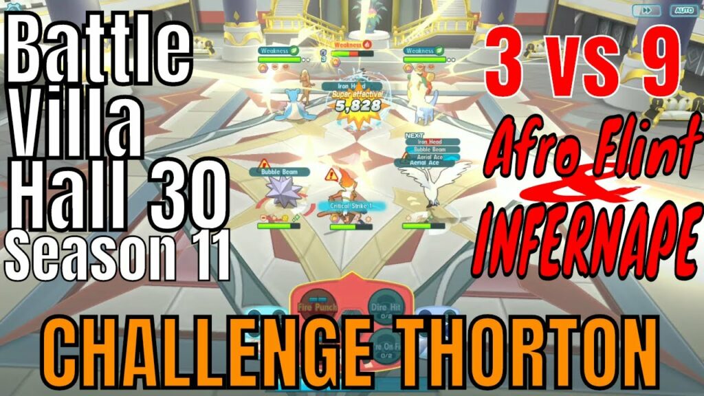Pokemon Masters - 3v9 Flint Infernape Showcase Skyla Misty VS Hall 30 Thorton Battle Villa Season 11