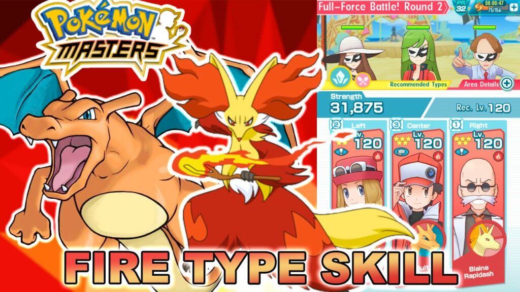 CHARIZARD, DELPHOX BUFF! FULL FIRE TYPE SKILL TEAM SHOWCASE! | Pokemon Masters