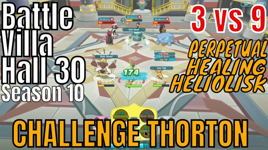 Pokemon Masters -  Clemont Heliolisk Sabrina Leaf VS Hall 30 Thorton Battle Villa Season 11