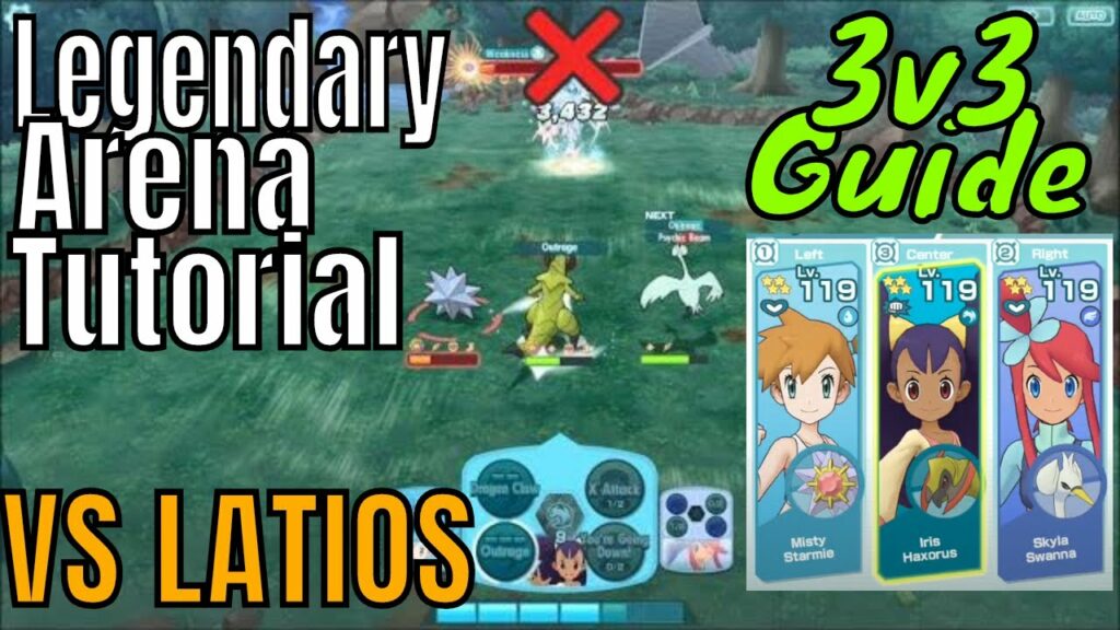 Pokemon Masters - Legendary Arena F2P TUTORIAL Misty Iris Skyla F2P VS Latios 3v3 (Very Hard Part 3)