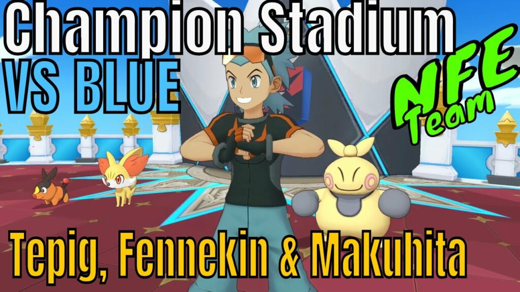Pokemon Masters - Champion Stadium Tepig Fennekin Makuhita vs Blue (Hilda, Serena and Brawly) Week 3