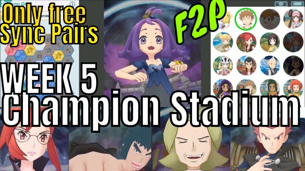Pokemon Masters - Champion Stadium but with only Non-Gacha Sync Free Pairs (Week 5)