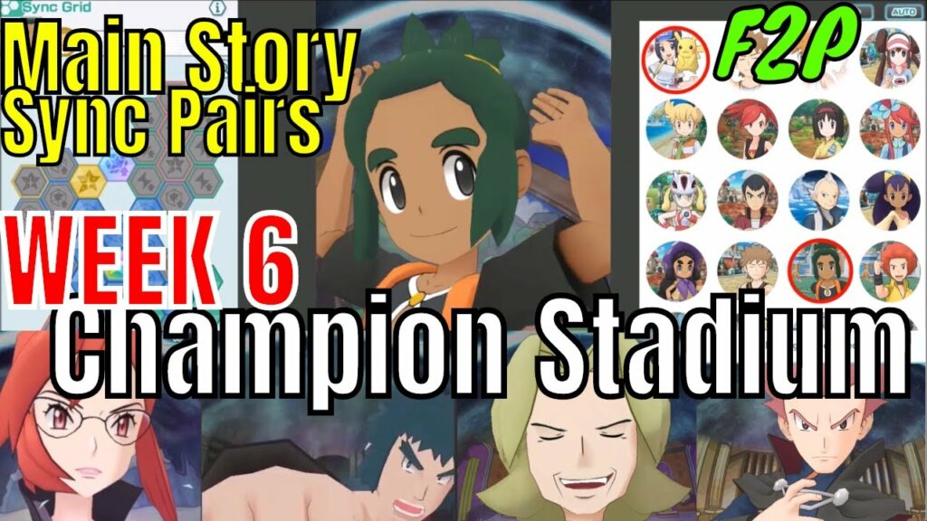 Pokemon Masters - Champion Stadium but with only Non-Gacha Sync Free Pairs (Week 6)