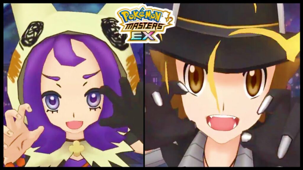 Halloween Acerola & Mimikyu + Hilbert & Mightyena Sync Move Animations! | Pokemon Masters EX
