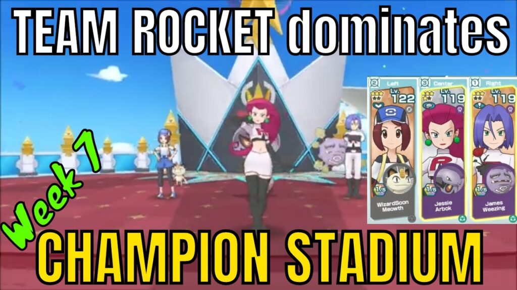 Pokemon Masters - Team Rocket Jessie James Meowth Champion Stadium (Week 7)