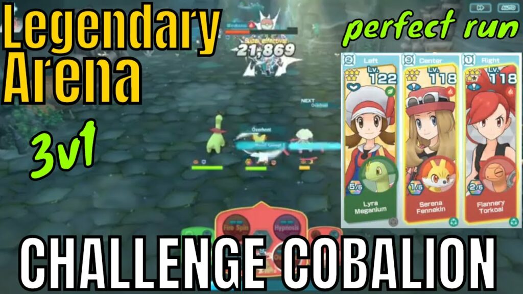 Pokemon Masters - Legendary Arena [NO RED] Sunny Day Lyra Torkoal VS Cobalion 3v1 (Very Hard Part 3)