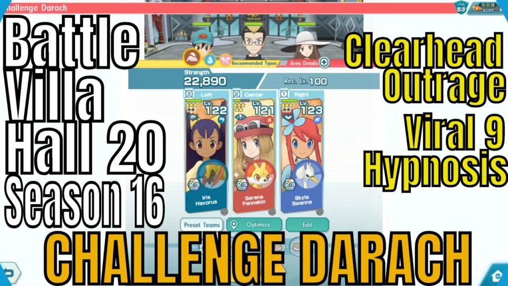 Pokemon Masters - 3v9 2/5 Iris Serena & Skyla VS Darach Battle Villa Hall 20 Season 16 ENGLISH VA