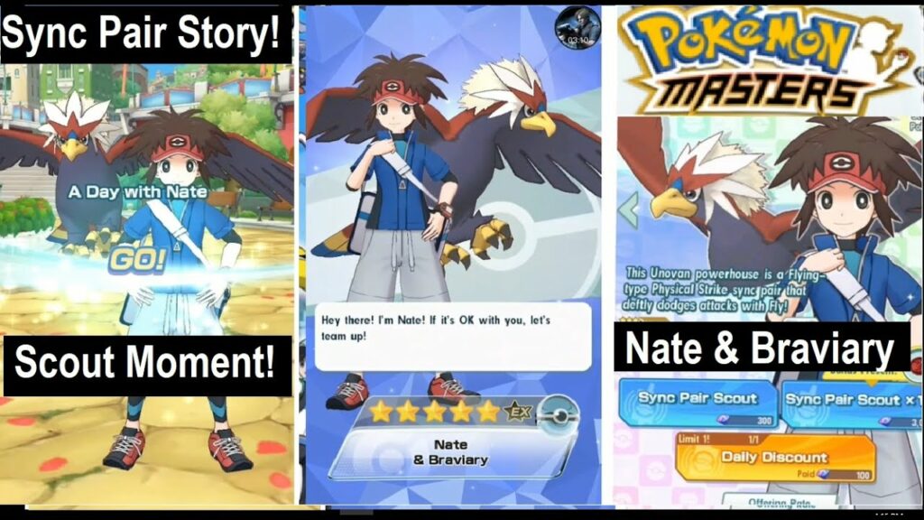 Pokemon Masters A Day With Nate Sync Pair Story & Scout Moment- Nate & Braviary Sync Pair!