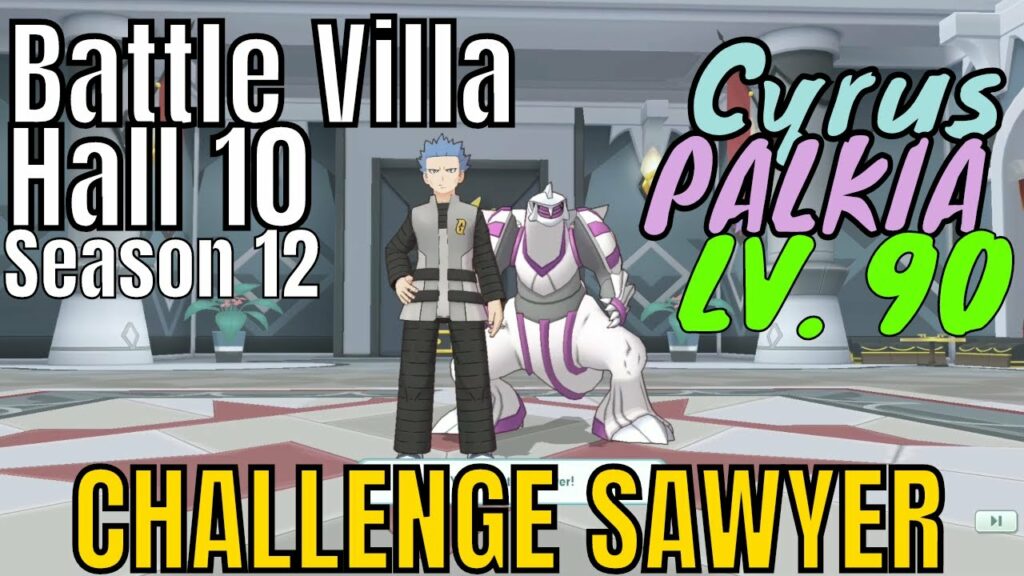 Pokemon Masters - 3v9 lv 90 Palkia showcase Sabrina Skyla VS Hall 10 Sawyer (Battle Villa Season 12)