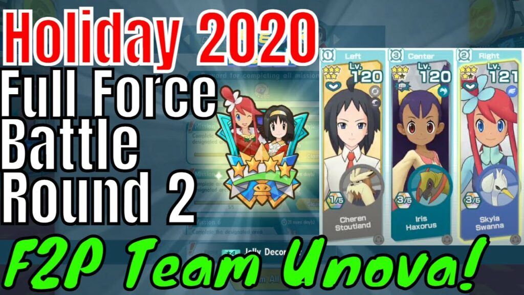 Pokemon Masters EX - Deck The Halls Christmas Event F2P Cheren Iris Skyla Full Force Battle Round 2
