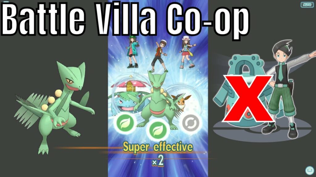 Pokemon Masters EX - Brendan EX totally annihilates Thorton Battle Villa Co-op with leaf (leaves?)