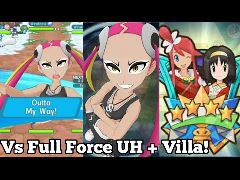Plumeria And Salazzle Vs Full Force UH + Battle Villa! | Pokemon Masters EX