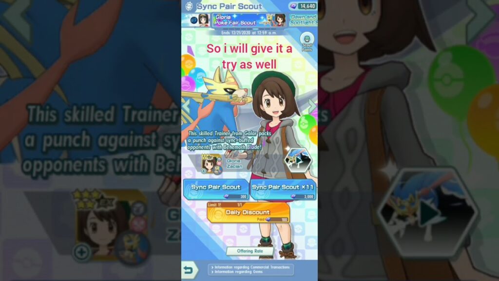 Pokemon masters: scout gloria again (i got her! :D) (thx PokeUsual)
